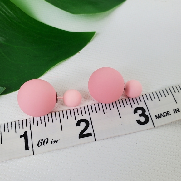 Double Sided Rubber Ball Stud Earrings 2 in One - Picture 4 of 5